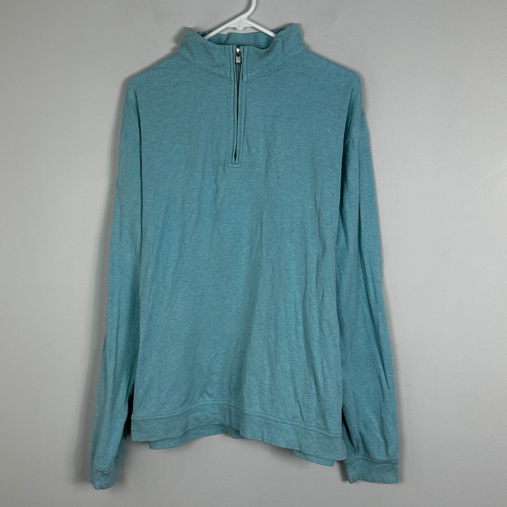 Peter Millar Blue Long Sleeve Quarter Zip Pullover Sweater Mens Size‎ XL Cotton